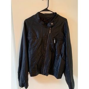 Black motorcycle jacket faux leather